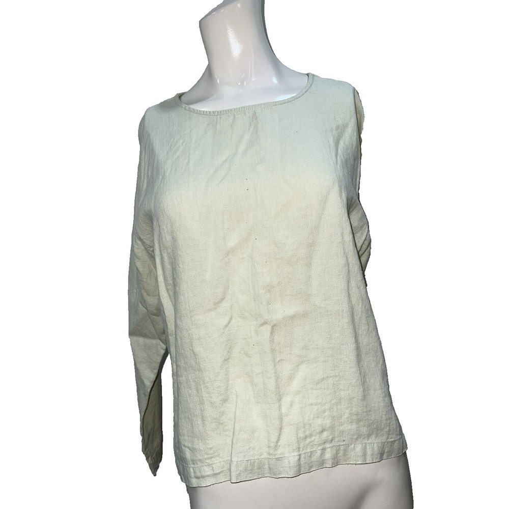 Chico's Design Pants Top Set Women's Small Green Linen Summer Stained
